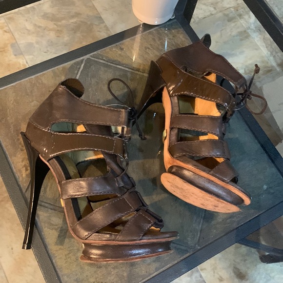 L.A.M.B. Jaco Caged Lace Up Heel Sandals - Picture 4 of 14